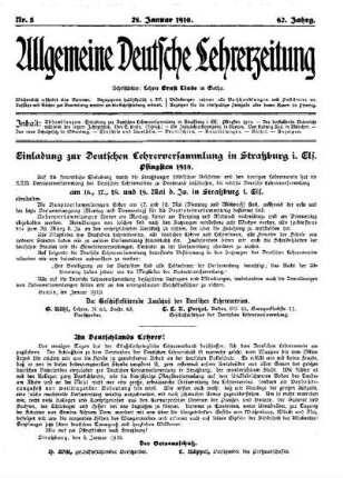 Einladung zur Deutschen Lehrerversammlung in Straßburg i. Els. Pfingsten 1910