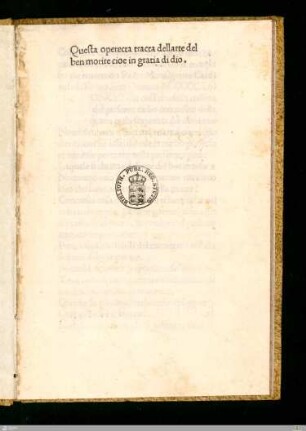 Ars moriendi "Cum de praesentis exilii miseria mortis transitus" : arte del ben morire