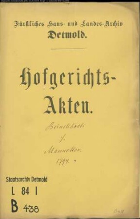 Brinkbock, Halbmeier zu Stemmen gegen Halbmeier Manetter zu Stemmen - Brautschatzforderung