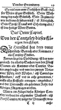 3. Kap. Von der Cantzeley dieses Königes: dem Haupt.