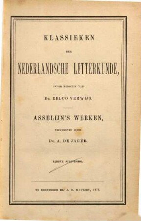 Asselijn's Werken, uitgegeven door Dr. A. de Jager