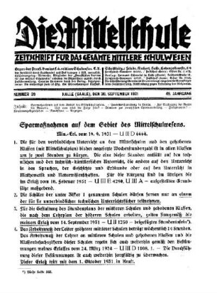 Sparmaßnahmen auf dem Gebiet des Mittelschulwesens