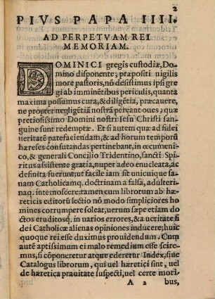 Index Librorvm Prohibitorvm : Cvm Regvlis Confectis per Patres a Tridentina Synodo delectos, auctoritate Sanctiss. D. N. Pij IIII, Pont. Max. comprobatus
