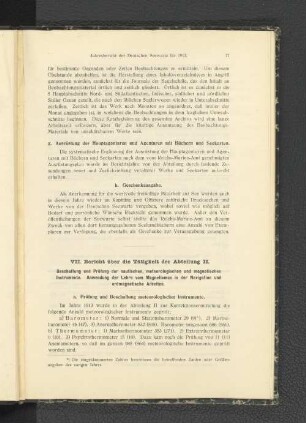 a. Prüfung und Beschaffung meteorologischer Instrumente.