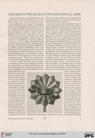 Aus der Entwicklung von Leuchter u. Lampe