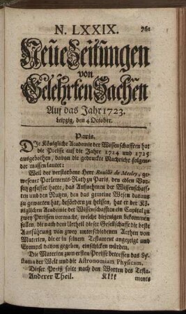 N. LXXIX. Leipzig, den 4 October. - N. LXXXVI. Leipzig, den 28 October.