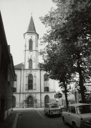 Hospitalkirche Sankt Georg in Lößnitz : Lößnitz (Kreis Aue), Hospitalkirche Sankt Georg (1861), Ansicht von Norden (aus der Georgstraße)