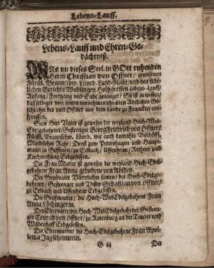 Lebens-Lauff und Ehren-Gedächtniß.