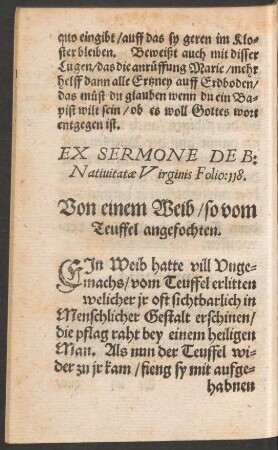 Von einem Weib/ so vom Teuffel angefochten.