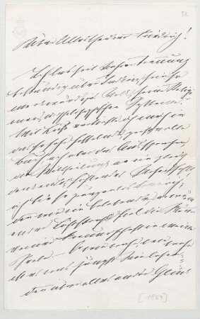 Ludwig II. von Bayern (1845 - 1886) Autographen: Brief von Ludwig II. an Fritz Brandt - BSB Autogr.Cim. Ludwig .52