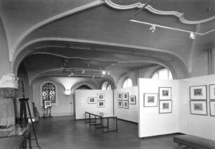 Dresden. Ausstellung "Von Wüstlingen und anderen Zeitgenossen. Graphik von Hogarth" im Kupferstich-Kabinett. Raumaufnahme