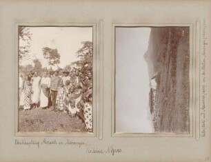 links: Oberhäuptling Mareale in Marangu am Kilima-Ndjaro rechts: Kibo (links) und Mawensi (rechts) am Kilima-Ndjaro von der Station Marangu (1400 m) aus