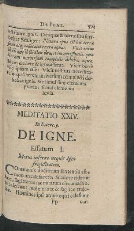 Meditatio XXIV. In Exerc. 9. De Igne