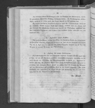 9. Anfang des neuen Lehrcursus.