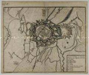 Grundriss der Festung Landau, erobert von den kaiserlichen Truppen 1702