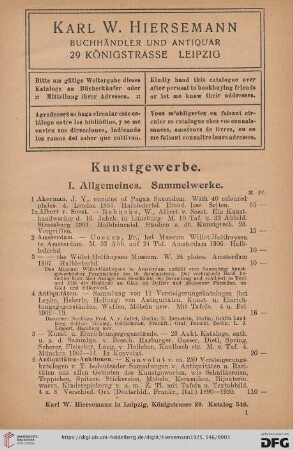 I. Allgemeines. Sammelwerke (Nr. 1-333)