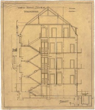 Billing, Hermann; Karlsruhe, Hirschstr. 107; Haus Behnke und Zschache - Schnitt