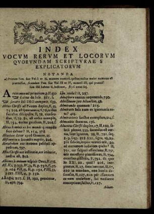 Index Vocum Rerum Et Locorum Quorundam Scripturae S Explicatorum