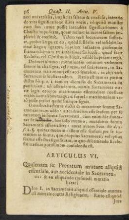 Articulus VI. Qualenam sit Peccatum mutare aliquid essentiale, aut accidentale in Sacramentis: & an aliquando eiusmodi mutatio liceat?