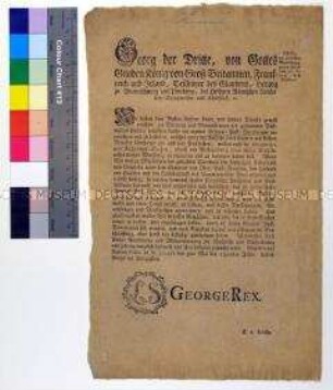 Verordnung von Georg III. König von Großbritannien und Irland zur Einrichtung eines General-Post-Direktoriums im Herzogtum Braunschweig-Lüneburg