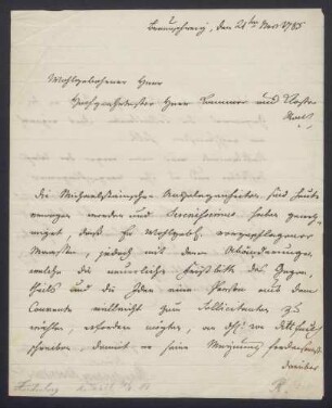 Brief des preußischen Staatskanzlers Fürst von Hardenberg an einen Kammer- und Klosterrat, betrifft die Michaelsteinschen Angelegenheiten