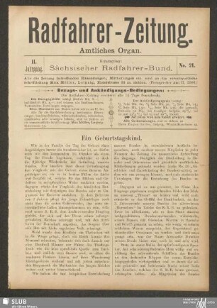 Radfahrer-Zeitung : illustrierte Fachzeitschrift für den Radfahrsport : amtliches Organ des Sächsischen Radfahrer-Bundes