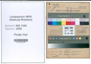 Entnazifizierung Karl Pirotte , geb. 18.10.1897 (Kellner)