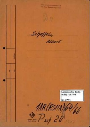 Personenheft Albert Scheffels (*28.07.1901), Polizeioberinspektor