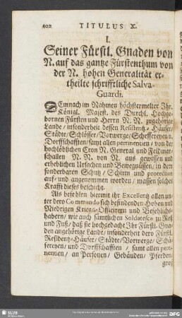 [Titulus XI. Von Salva-Guardien und Schutz-Briefen]