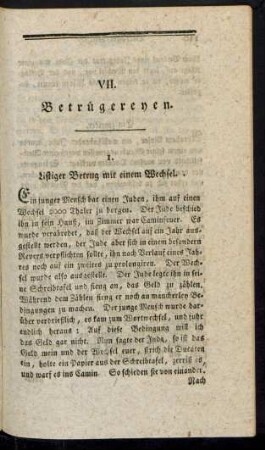 VII. Betrügereyen.