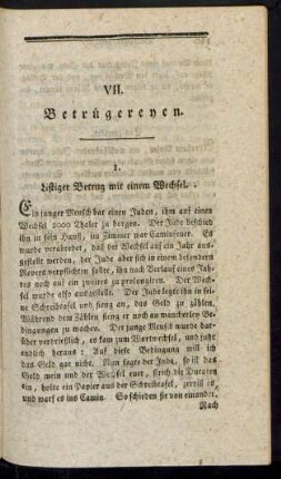 VII. Betrügereyen.
