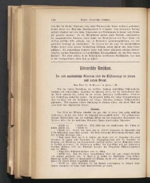 Literarische Umschau. In- und ausländische Stimmen über die Missionslage im fernen und nahen Orient