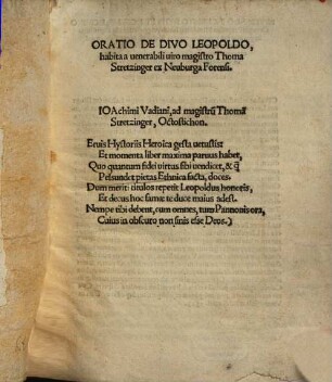 Oratio de Divo Leopoldo