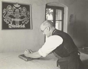 Arbeitsprozess, Steinauer Blaudruck, 1954