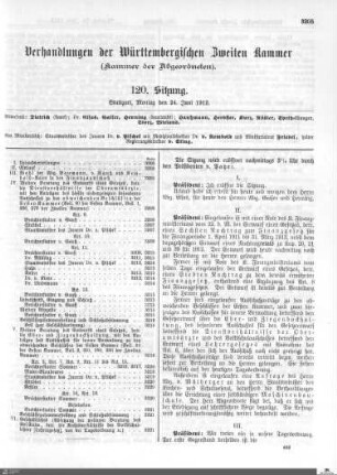 120. Sitzung, Stuttgart, 24.6.1912
