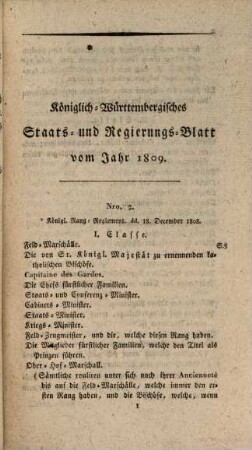 Sammlung der königlich-württembergischen Geseze und Verordnungen : vom Jahre ... 1809, 1809 (1811)
