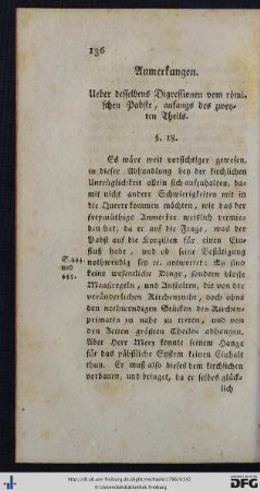 Anmerkungen. Über desselbens Digressionen vom römischen Pabste, anfangs des zweyten Theils.