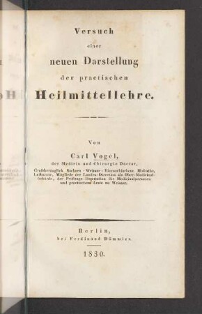 Versuch einer neuen Darstellung der practischen Heilmittellehre
