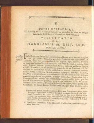 V. Petri Gallade ... Ad Cap. Hadrianus 22. Dist. LXIII.