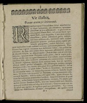 Vir illustris, Patrone ætatem pie devenerande.