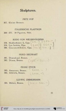 Skulpturen (Nr. 367-385)