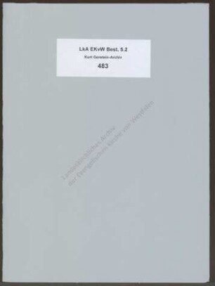Brief von Elfriede Gerstein an Herbert Weißelberg vom 26.1.1969 (Durchschlag, doppelt): Beantwortung von Fragen betr. Kurt Gerstein