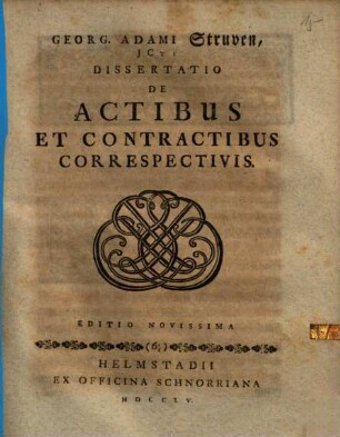 Georg Adam Struven De actibus et contractibus correspectivis