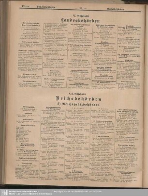 V. Abschnitt. Landesbehörden