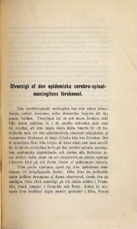 Om meningitis cerebro-spinalis epidemica i Sverige, Norge och Finland. Akad. Afh.
