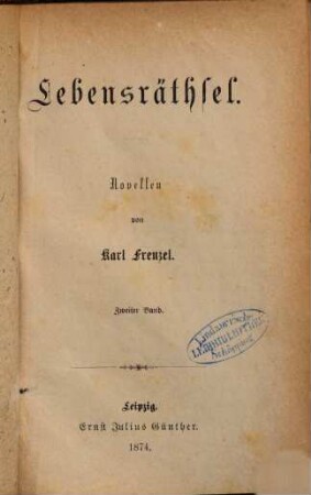 Lebensräthsel : Novellen, 2