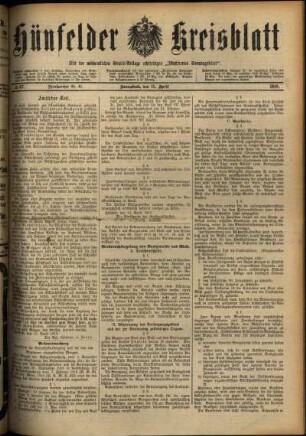 Ausgabe vom Samstag, den 15. April 1916.