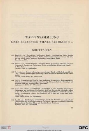 Waffensammlung eines bekannten Wiener Sammlers u.a. (Nr. 1041-1128)