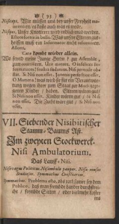 VII. Siebender Nisibitischer Stamm-Baums Ast. ... Nisi Ambulatorium. Das Lauff-Nisi.