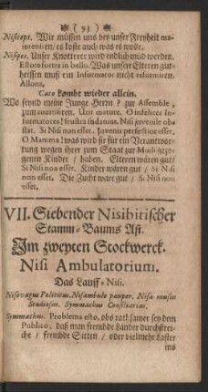 VII. Siebender Nisibitischer Stamm-Baums Ast. ... Nisi Ambulatorium. Das Lauff-Nisi.